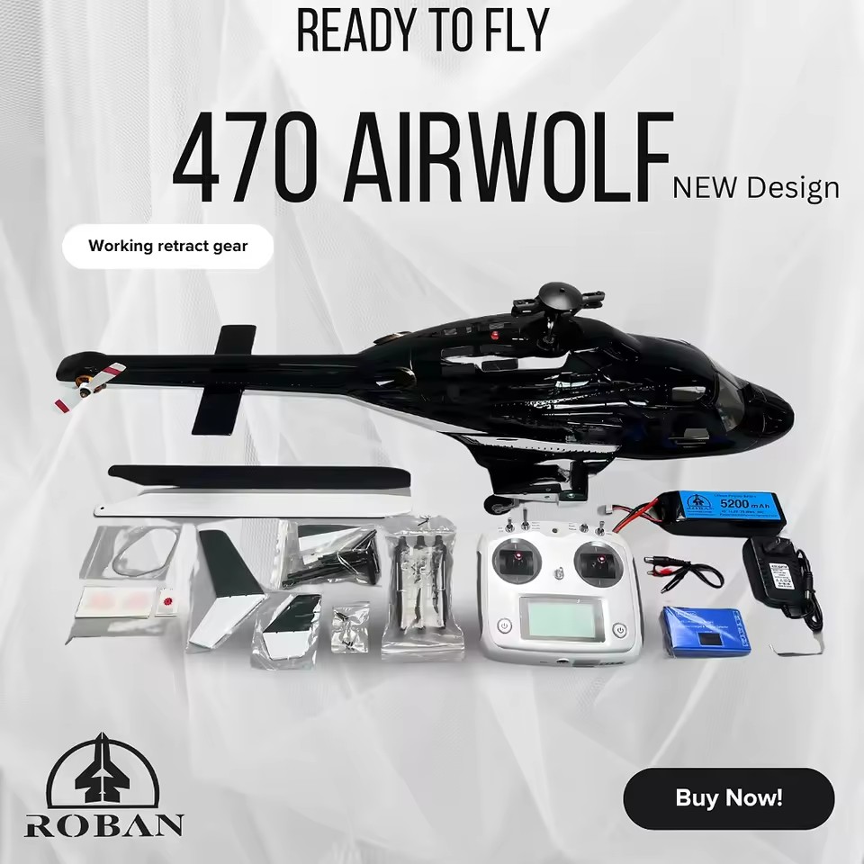 Rc Helicopter Bag - روبان 470 حجم Airwolf هليكوبتر RTF