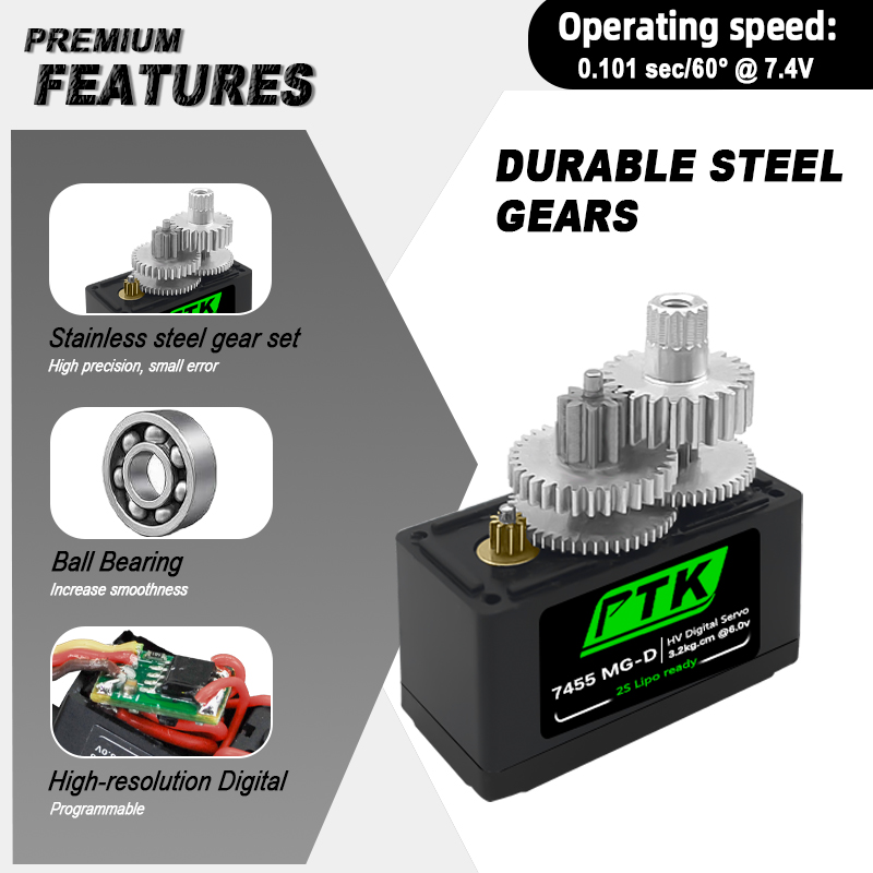 سيرفو PTK 7455MG-D رقمي 12 جرا - مراجعة Rc Helicopter Parts وسعره